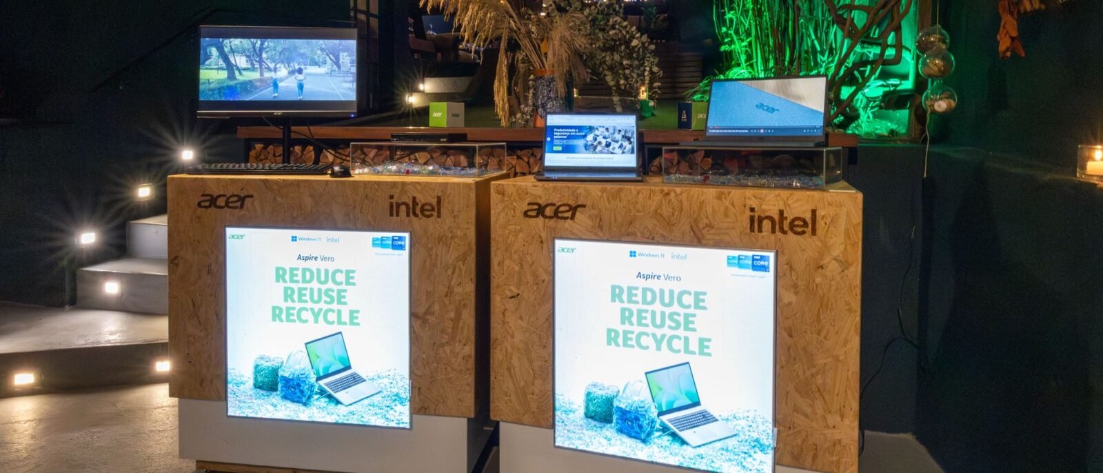 Displays eletrônicos da Acer e Intel promovem sustentabilidade em evento com tema verde